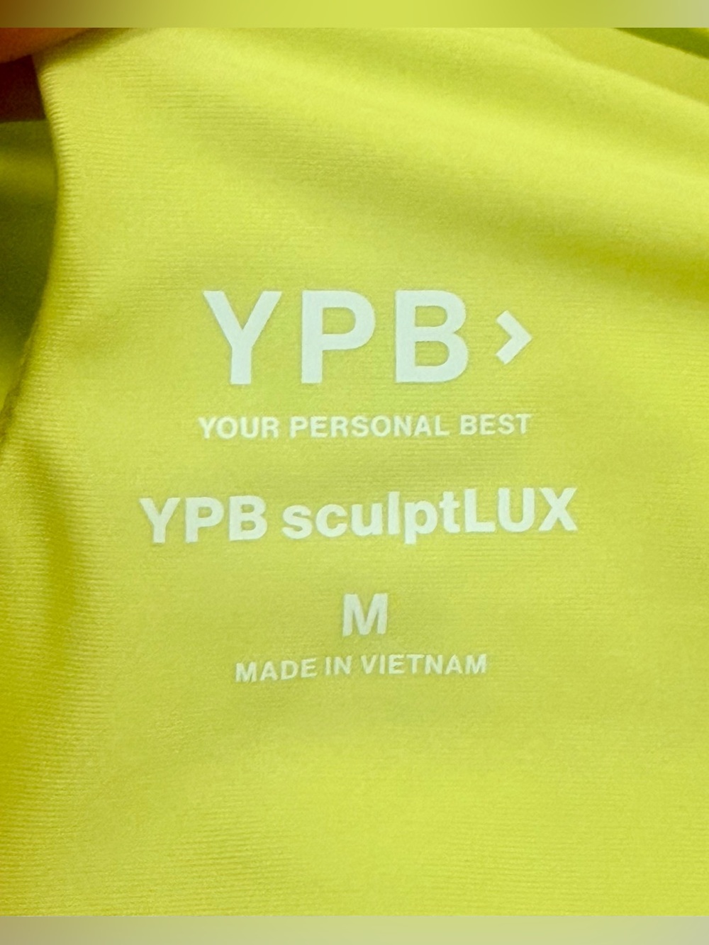 NWT YPB sculptlux neon yellow 4 way stretch sweat wicking sports bra, Medium - Picture 4 of 7